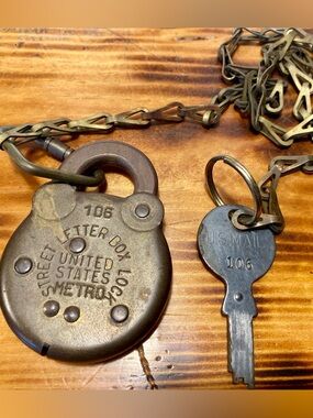 VINTAGE USPS METRO STREET LETTER BOX LOCK AND KEY